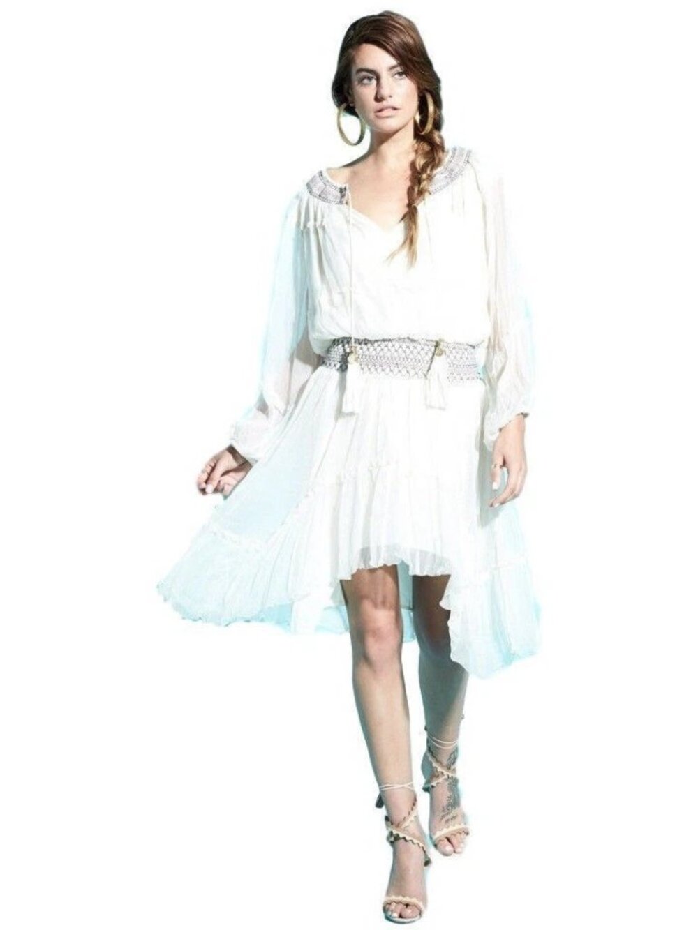 GYPSY 05 Romantic Embroidered Blouson Dress Size M NWT